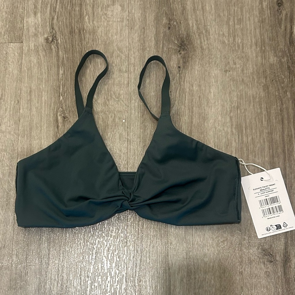 NWT (S) Gymshark Elevate Twist Front Bralette - Fog Green Triangle sports bra - Picture 2 of 4